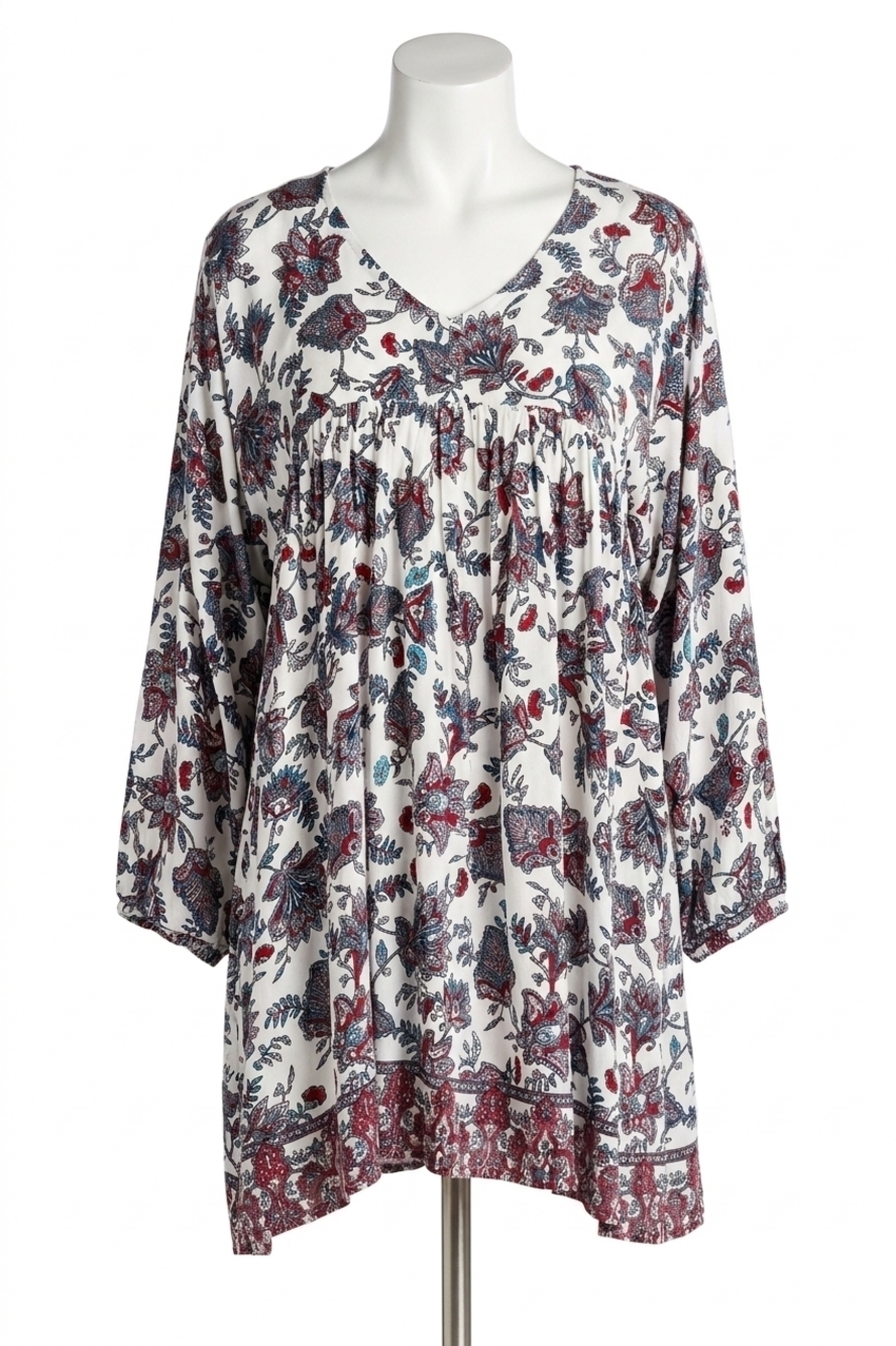 NEW VELZERA floral print baby doll mini dress in off white